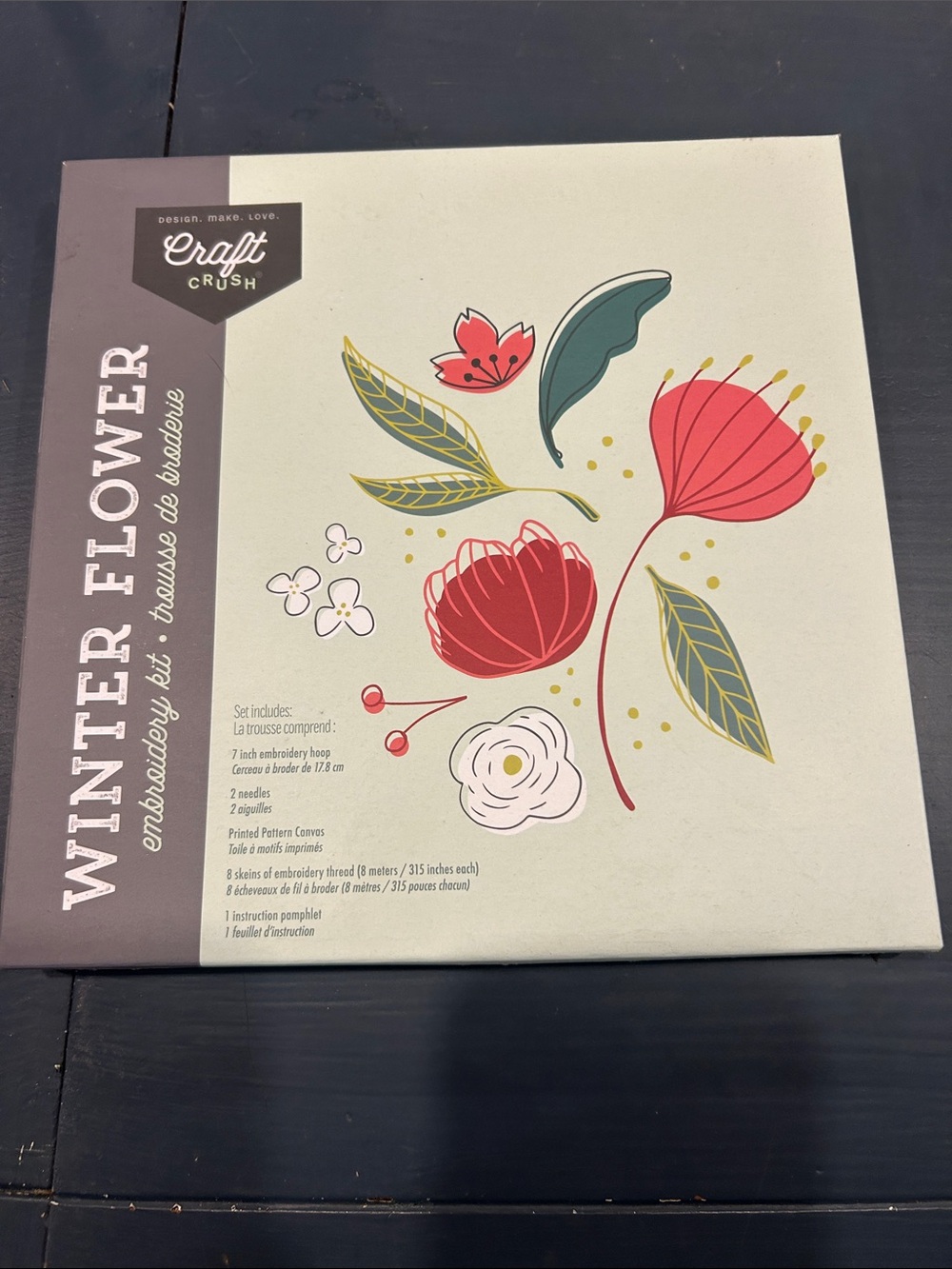Winter flower embroidery kit